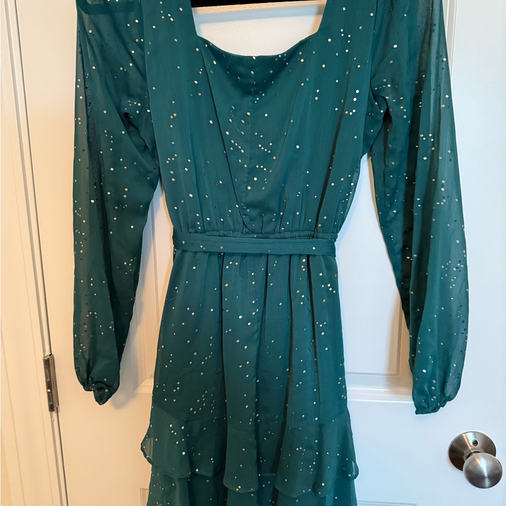City Triangles Teal Dress with Gold Details
